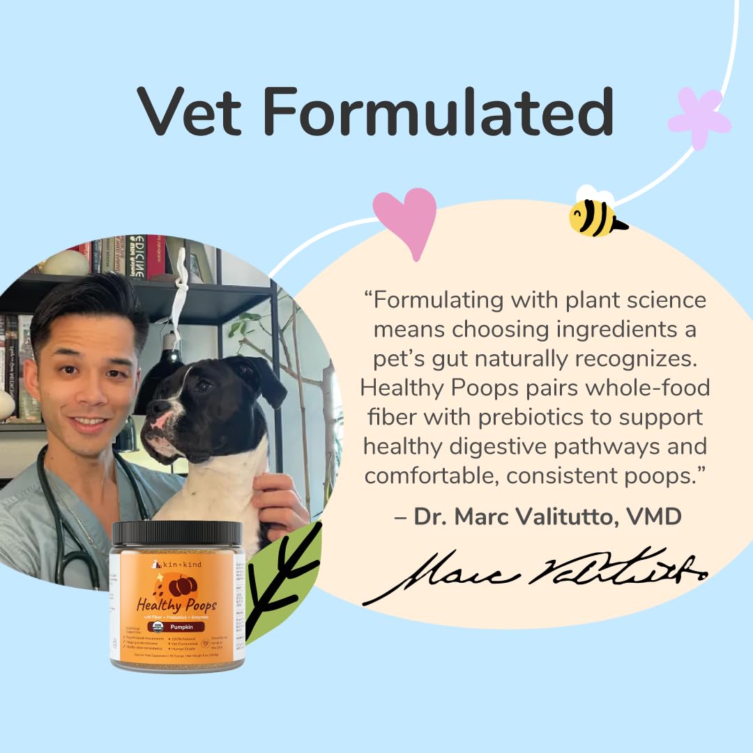 kin+kind Organic Fiber for Dogs&Cats - Pumpkin Boost for Healthy Poops - Digestive Health - Flax Seed, Ginger, Turmeric and Coconut - Made in USA - Bundle (3 x 226.8 g)