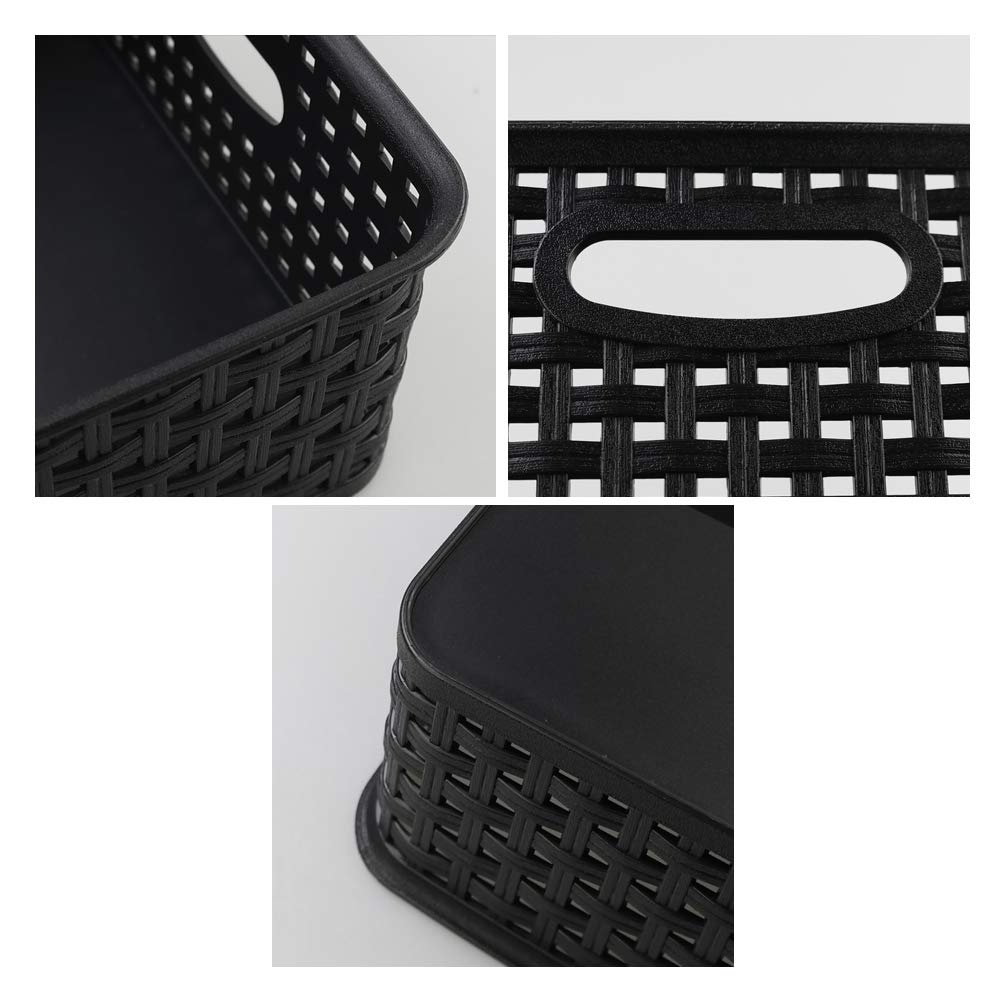 Qqbine Plastic Office A4 Basket Tray, Desk Tray Organizer, Black, 5 Packs