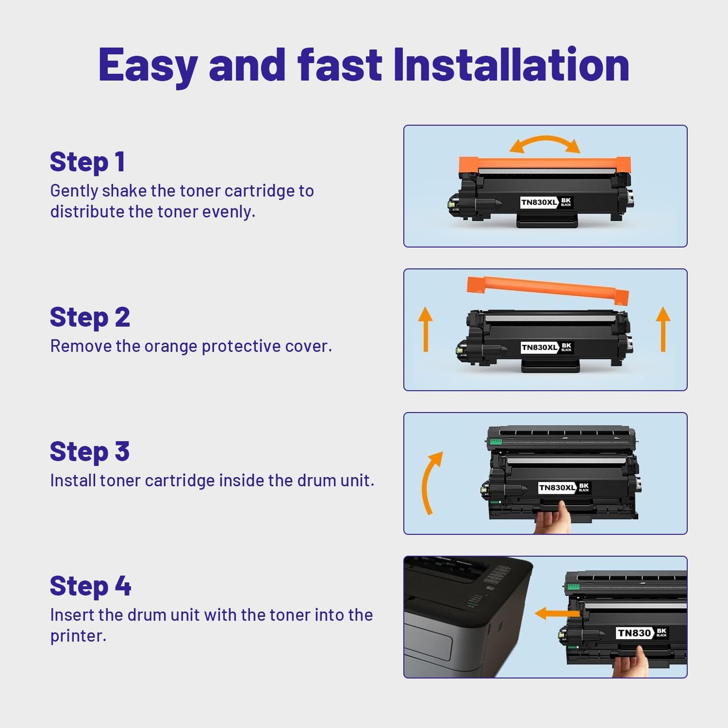 NSDHInk TN830XL Toner Cartridges High Yield with Chip Replacement for Brotner TN830XL TN830 XL Black for Brotner DCP-L2640DW HL-L2460DW MFC-L2820DW HL-L2400D HL-L2405W HL-L2865DW Toner (2 Pack)