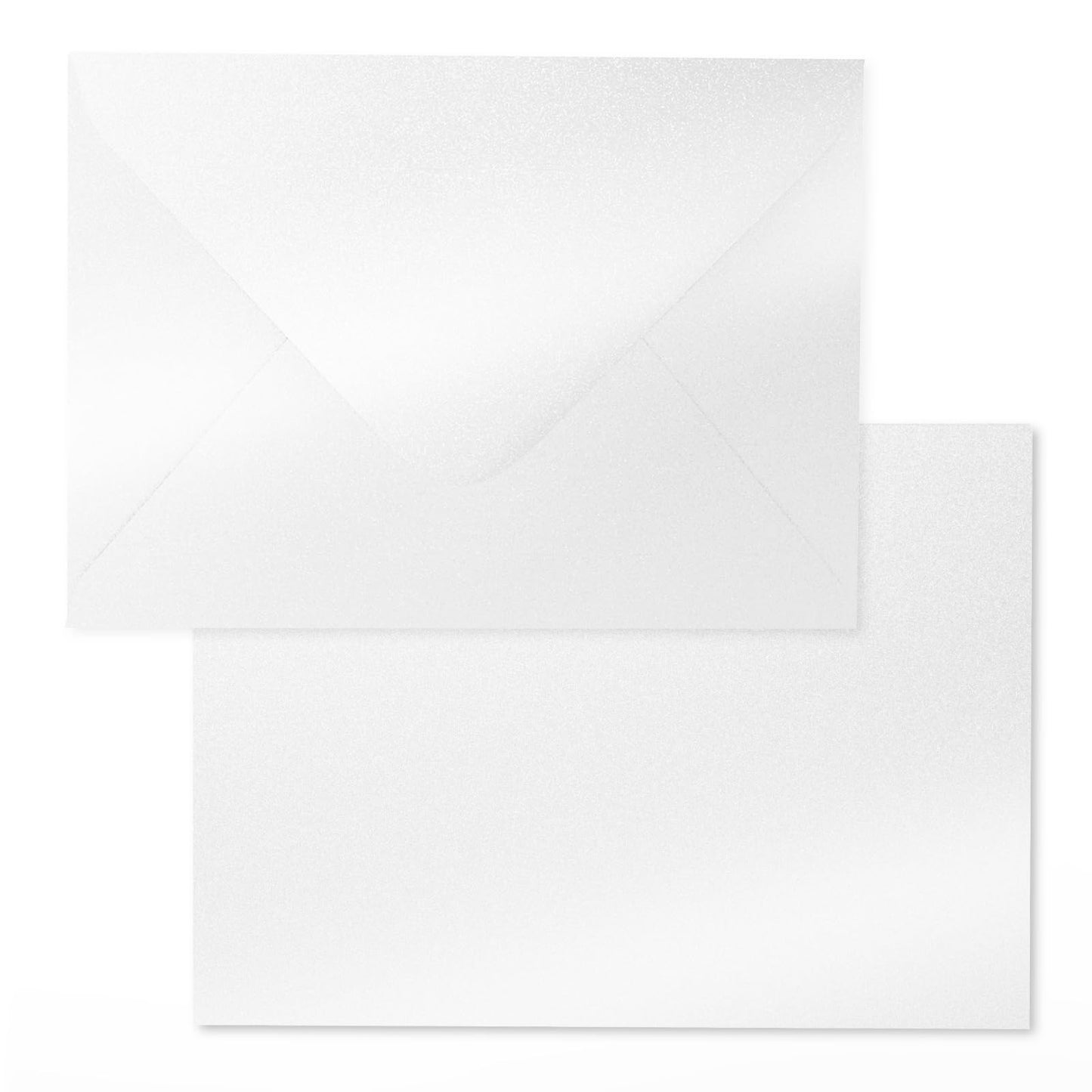 Shimmer Shiny White Envelopes 5.25 x 7.25 inches 100 PCS, Goefun A7 Euro V Flap Envelopes with Gummed Seal for 5 x 7 Cards, Wedding, Baby Showers, Birthday, Graduation