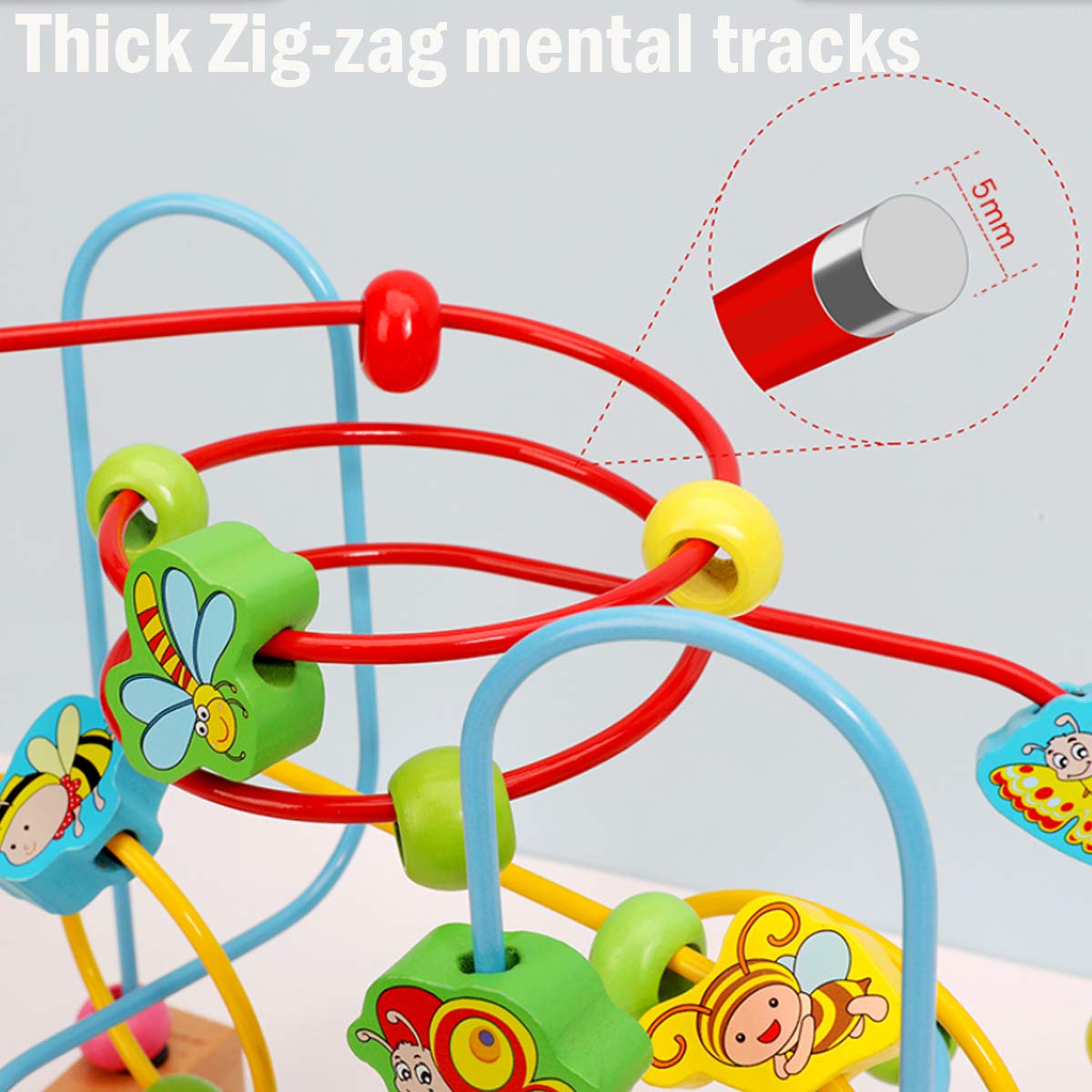 Joqutoys First Bead Maze for Toddlers,Wooden Educational Roller Coaster Animal Circle Toy, Abacus Beads Game for Kids