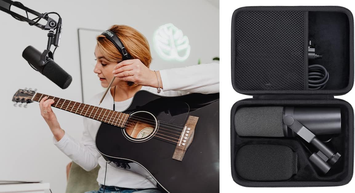 Aenllosi Hard Carrying Case Compatible with Shure SM7B/MV7/SM7dB Vocal Dynamic Microphone for Broadcast (SM7B/MV7/ SM7dB)