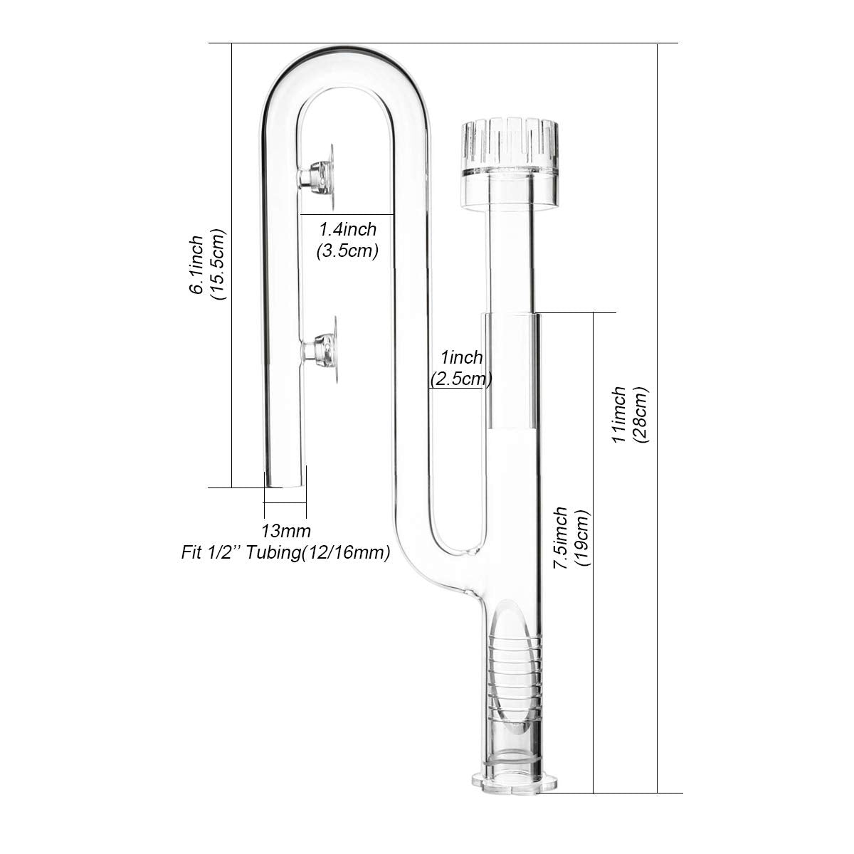 FZONE Aquatic Glass Lily Pipe Set with Lily Skimmer Inflow and Lily Outflow for Aquarium Filter 1/2''(12/16mm) Tubing