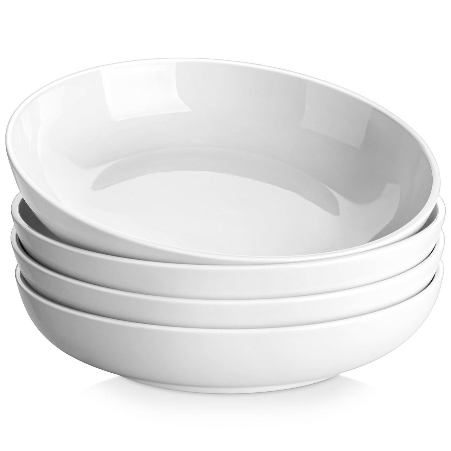 MALACASA 10" Large Pasta Bowls, 56 OZ White Salad Bowls Soup Bowls, Porcelain Serving Bowls Set of 4, Large Salad Bowl Plates Pasta Plates, Microwave & Dishwasher Safe, Series Regular