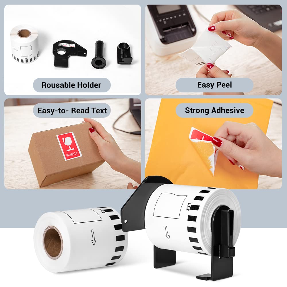 DK-2251 Compatible Brother DK2251 Labels Black/Red Label on White Paper