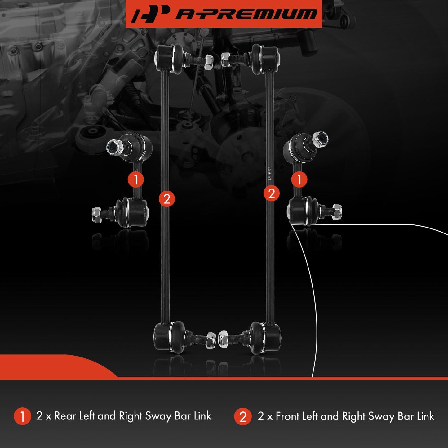 A-Premium Set of 4, Front & Rear Sway Bar Links Kit Stabilizer Bar Links Compatible with Honda Civic 2012-2015, Acura ILX 2013-2019