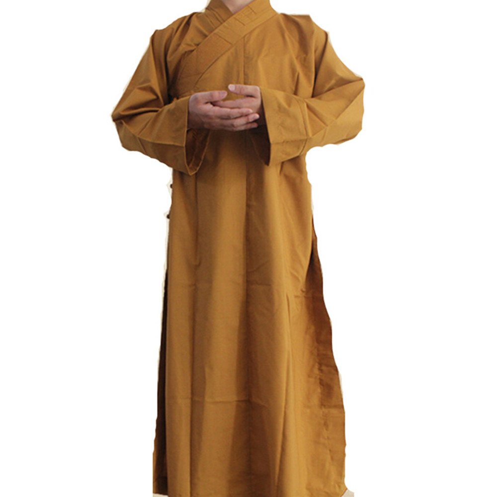 Long Cotton Kung Fu Shaolin Monk Robe Lay Master Zen Buddhist Meditation Gown L