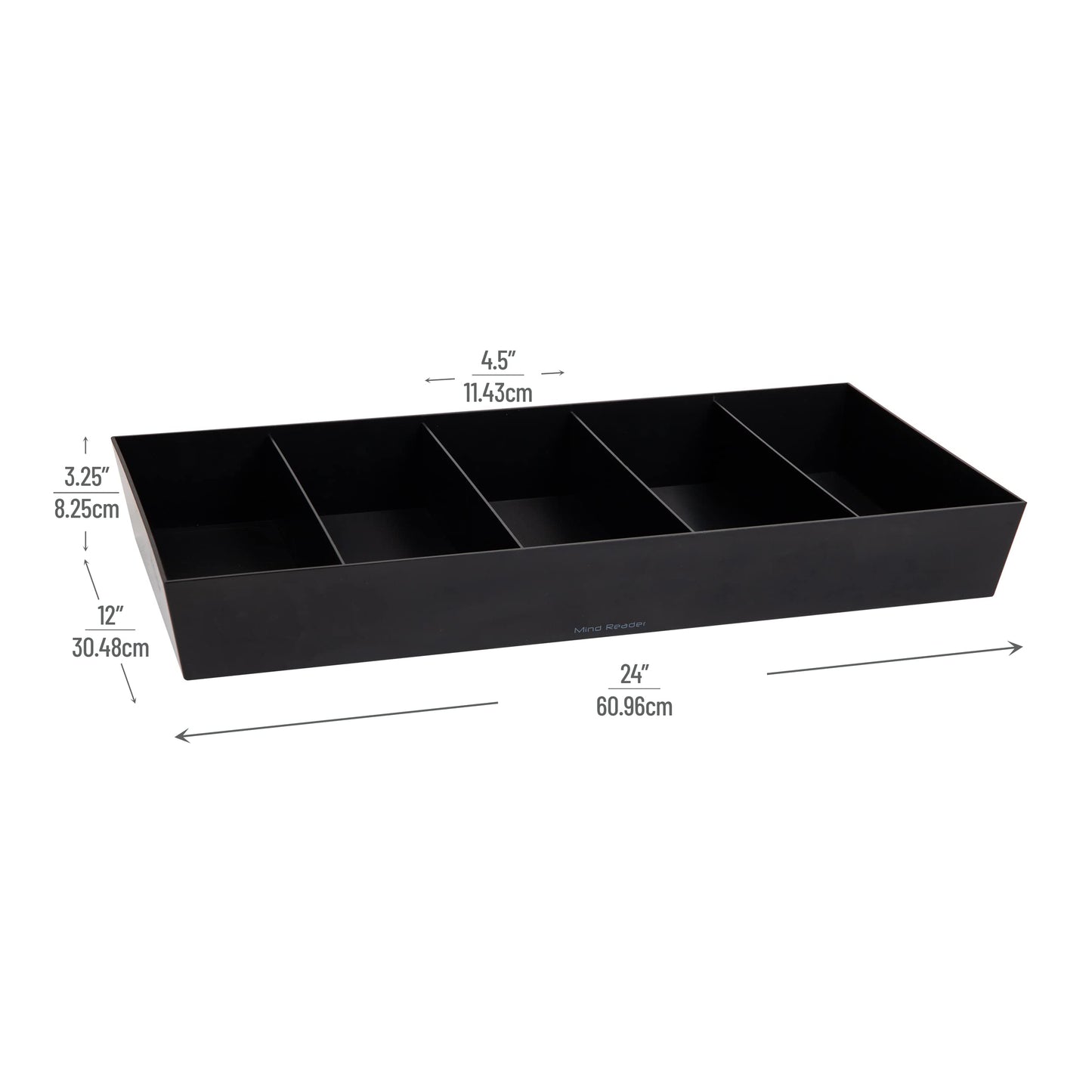 Mind Reader Snack Tray, Countertop Organizer, Snack Tray, Pantry, Breakroom, Kitchen, 61L x 30.5W x 8.3H cm, Black