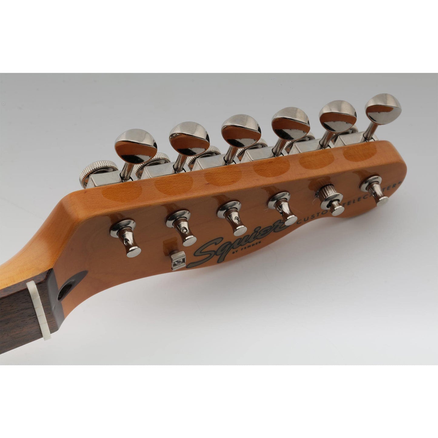 Musiclily Pro R15T 6-in-line 14:1 Ratio Semi Closed Vintage Hybrid Style Locking Machine Heads Tuners with Vintage Oval Button for Fender Squier Strat Tele Style Electric Guitar, Nickel