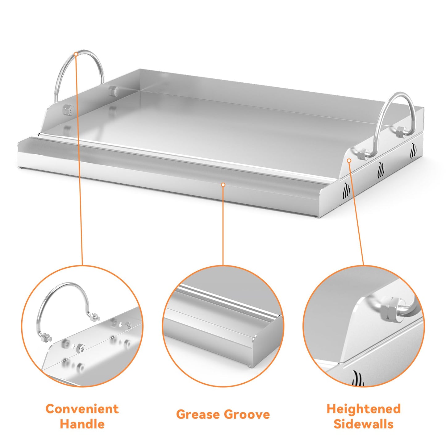 Onlyfire Griddle and Cooking Tool Kit, 18"×12.5" Outdoor Flat Top Griddle Plate with BBQ Scraper, Spatula and Scouring Pad for Gas and Charcoal Grills