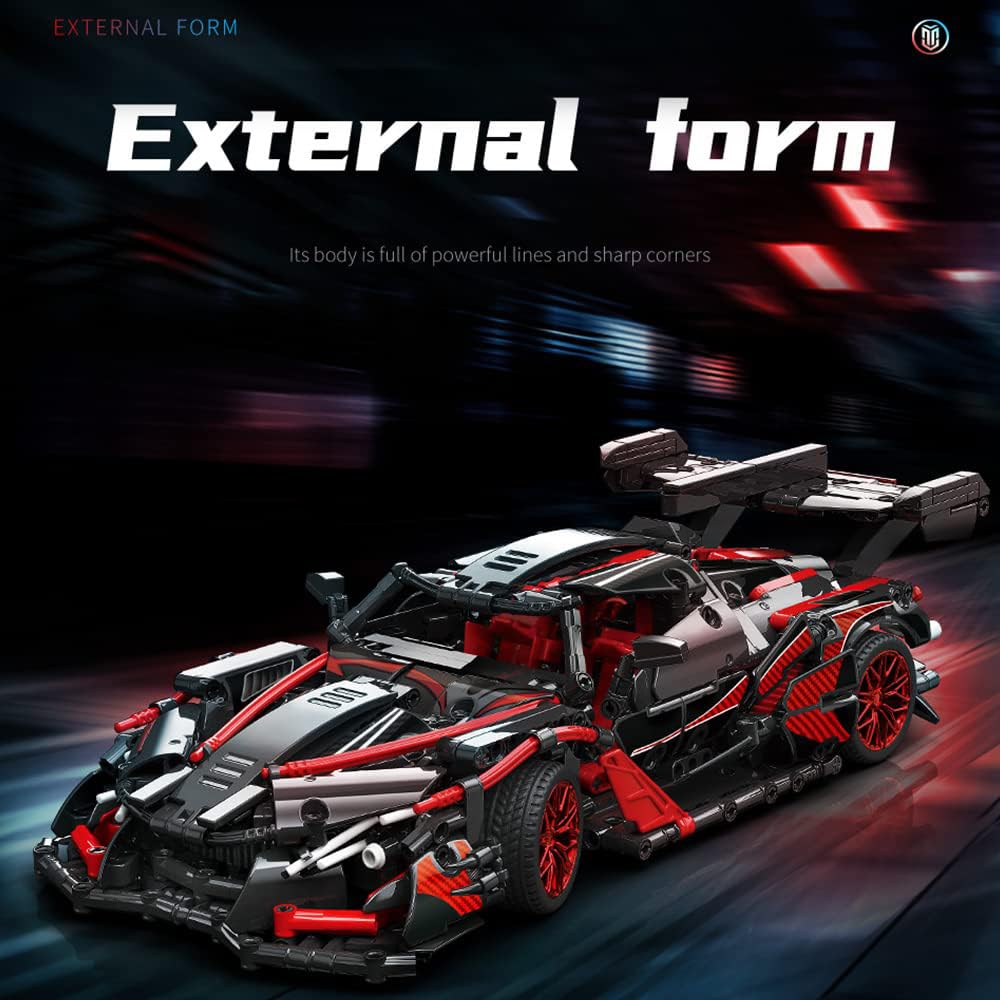 Adults Challenging Racing Car Building Blocks Kit，1:14 1391 Pieces Car Model Building Set DIY Toys for Boys Age 12 13 14 15 16 88301