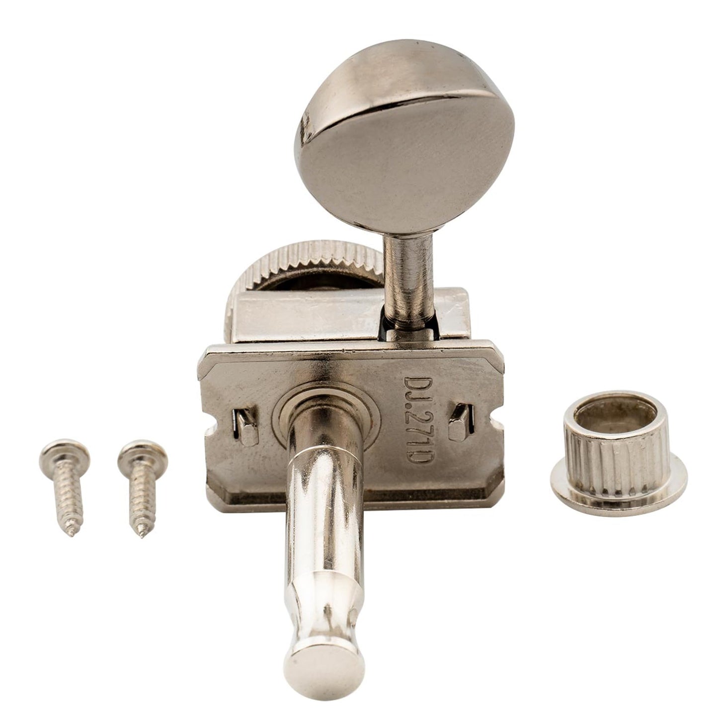 Musiclily Pro R15T 6-in-line 14:1 Ratio Semi Closed Vintage Hybrid Style Locking Machine Heads Tuners with Vintage Oval Button for Fender Squier Strat Tele Style Electric Guitar, Nickel