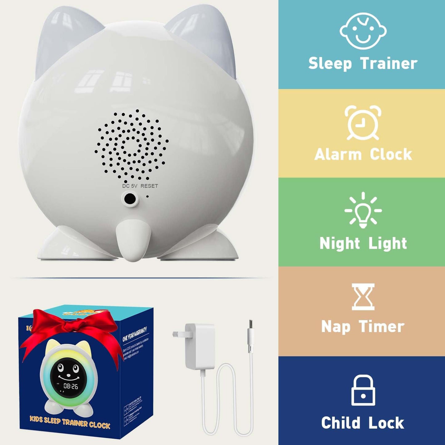 I·CODE Time to Wake Kids Alarm Clock,Toddler Sleep Training Clock with Night Light & Nap Timer,Gift for 2-10 Years Old Children Boys Girls