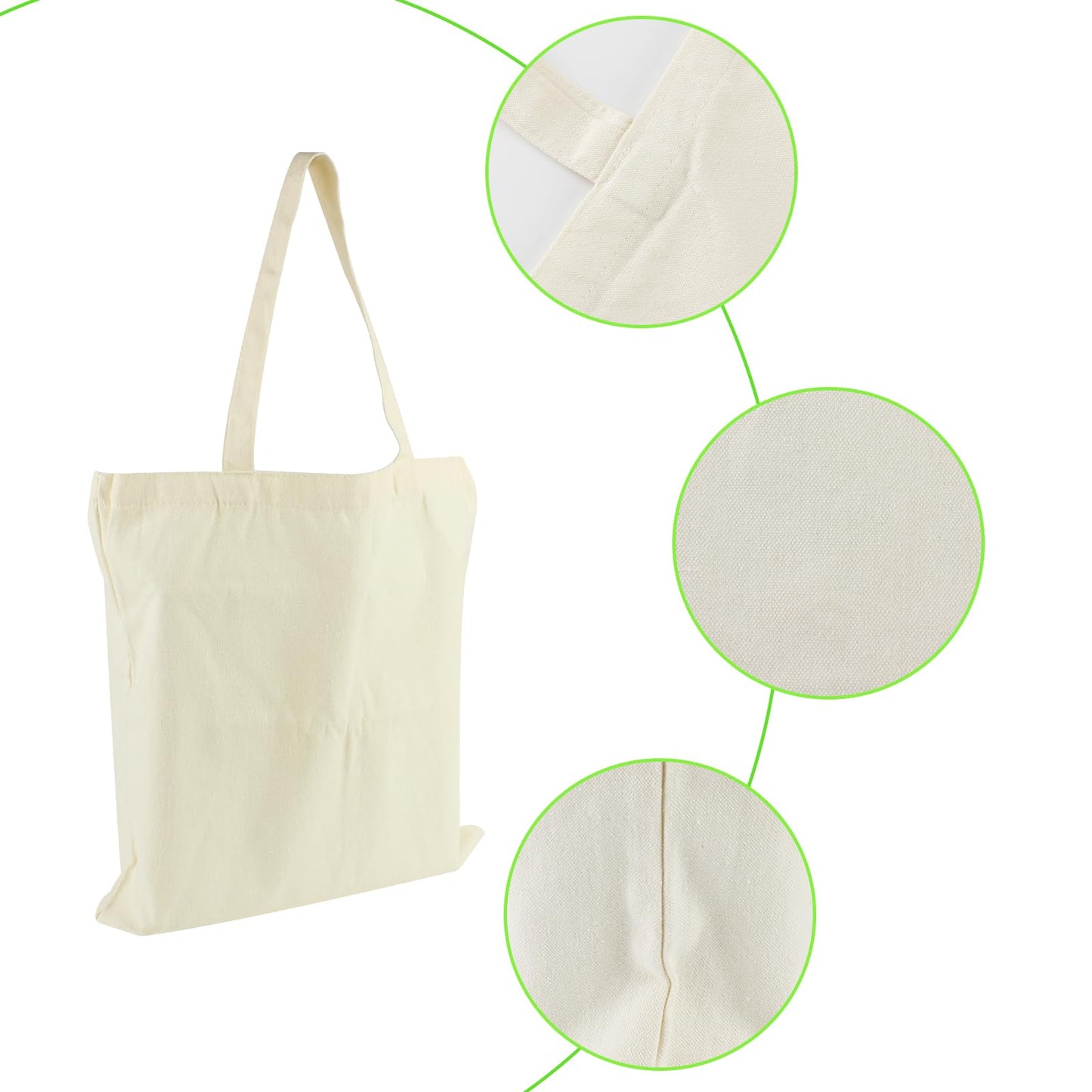 Belinlen 24pack Blank Canvas Tote Bag, 15x16Inch Cotton Tote Bag, Economical Cotton Shopping Bags Bulk,Suitable for DIY, Promotion, Gift, Shopping,Daily Use.