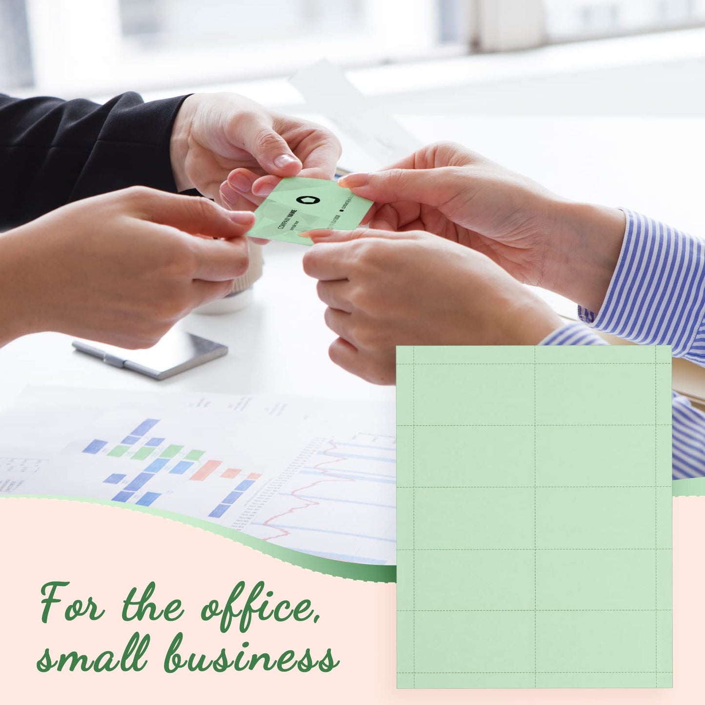 Fainne 2000 Pieces Blank Printable Business Cards Mini Note Index Perforated Card Stock Compatible with Laser and Inkjet Printer Double Sided Printing Paper 10 Cards/Sheet (Light Green)