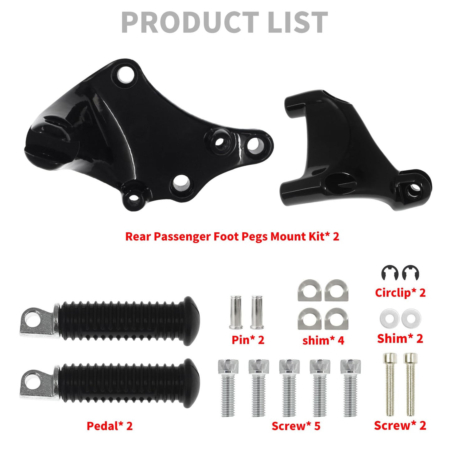 HDBUBALUS Motorcycle Rear Passenger Foot Pegs Footpegs Foot Rests Pedal & Mount Fit for Harley Sportster Iron XL 883 1200 Forty Eight Seventy Two 2014-2022