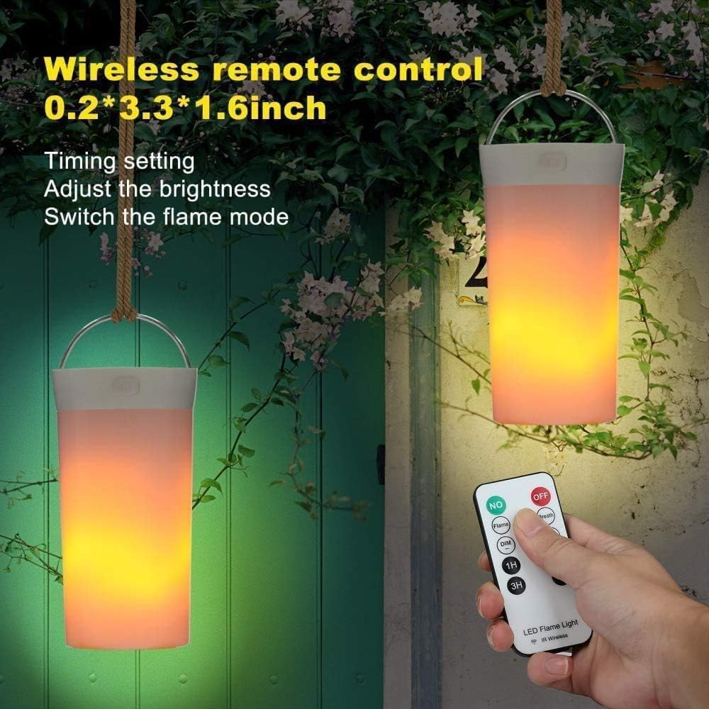 LED Flame Lights with Remote & Timer,Battery Operated Flameless Candles,Realistic Flickering Fake Fire Lamps, Outdoor Flame Lights with Gravity Sensing for Halloween/Fireplace/Party/Garden/Bar (4)