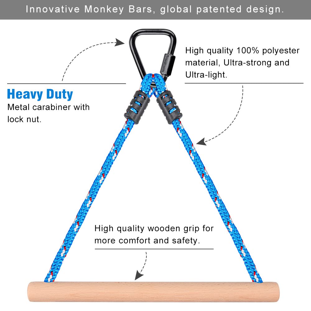 Besthouse 3 Ninja Monkey Bars Obstacle, Obstacle Course Bars, Outdoor Play Set, Swing Accessory Set, Obstacle Course for Training Equipment, Great for Kids and Youth, 110Kg Capacity