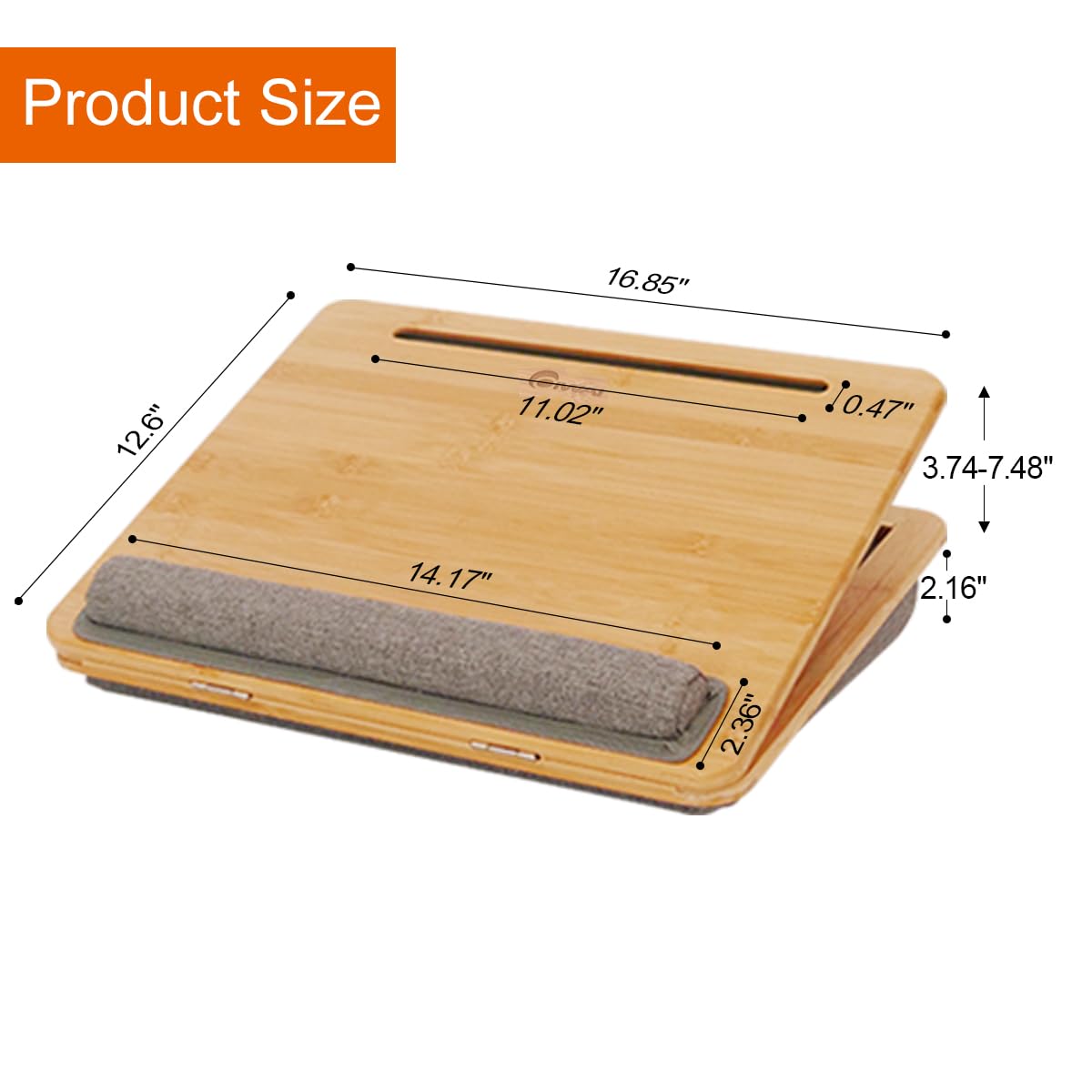 Lap Desk Laptop Tray with Cushion Portable Bed Tray Desk, Ergonomic Design Adjustable Angle Lap Desk with Tablet Phone Holder, for Home Office, Sofa, Bed, Couch and car. Bamboo Cushioned Laptop Tray