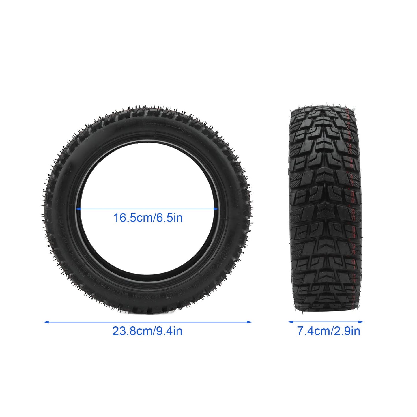 10x2.75‑6.5 Tubeless Tire, Lightweight Rubber Scooter Tire 10 Inch Shockproof Tubeless Tyre Replacement for Electric Scooter