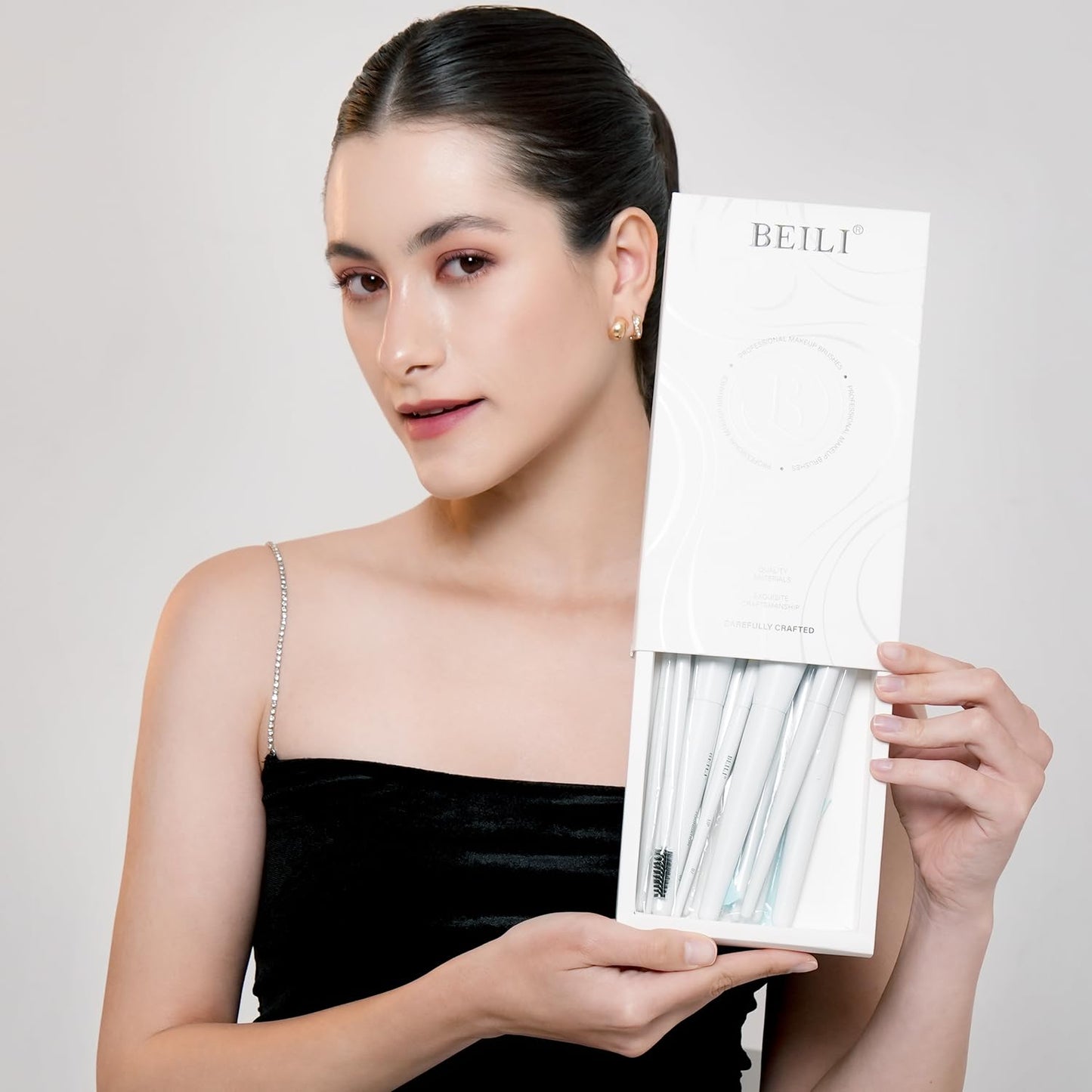 BEILI Makeup Brush Set,White Makeup Brush Set, 12 Vegan Makeup Brushes for Powder Foundation, Concealer, Eyebrows, Eyeshadow, Contour, Eyeliner, Blender Eye Brush