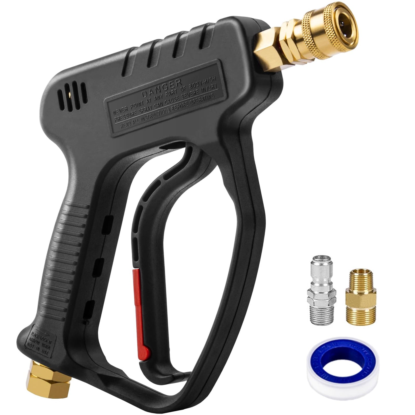 MEKOH Short Pressure Washer Gun, 5000PSI Stubby Pressure Washer Spray Gun for Car Wash, 10.5GPM Foam Gun with 3/8'' Quick Connect, High Pressure Washer Handle Gun with M22-14mm for Extension Wand/Hose