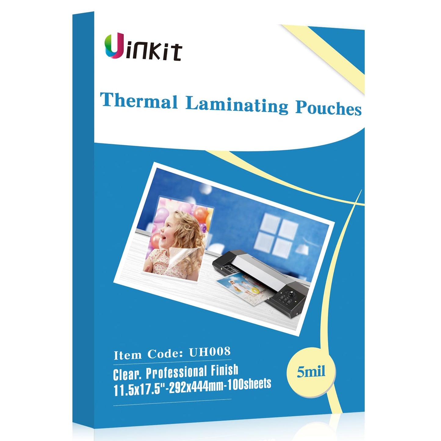 Uinkit 100Pack Thermal Laminating Sheets Hold 11x 17 Sheets 5mil Heavy Duty Laminating Pouches Menu Tabloid Size11.5X17.5 inches Lamination Sheets Paper for Laminator Clear Glossy Rounded Corner