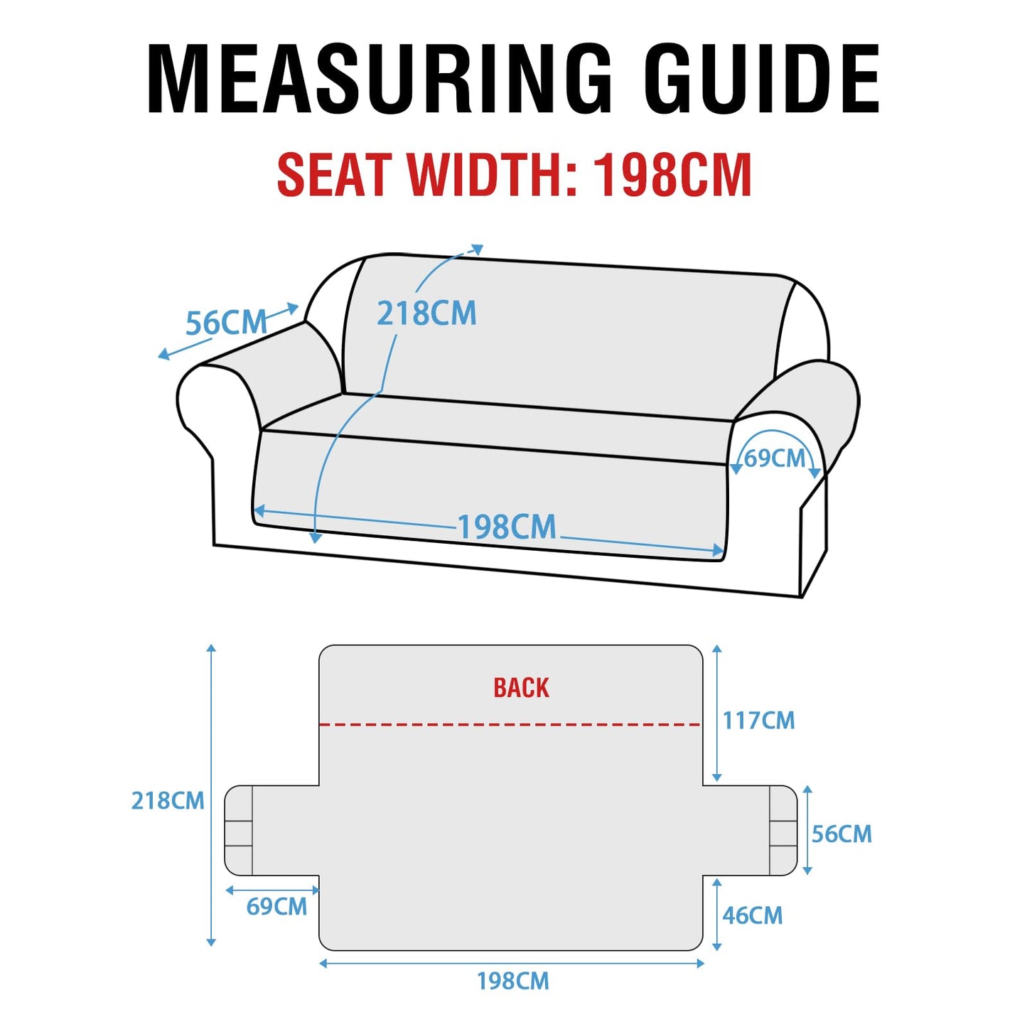 Turquoize 100% Waterproof Sofa Cover 4 Seater Triple Non-Slip Couch Cover Sofa 4 Seater Pet Friendly Sofa Slipcover Furniture Protector for Pets, Dogs, Kids (XL Large 78", Grey)