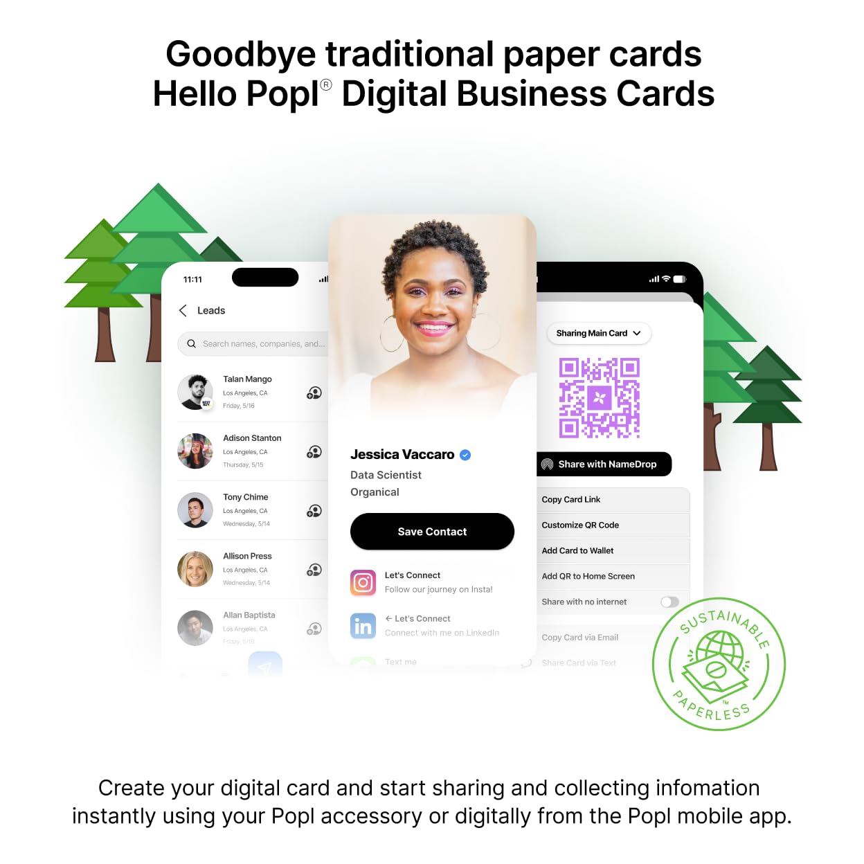 Popl for MagSafe – Digital Business Card for iPhone 12 & Newer | Tap to Share Contact Instantly | No Adhesive, Removable & Wireless Charging Compatible