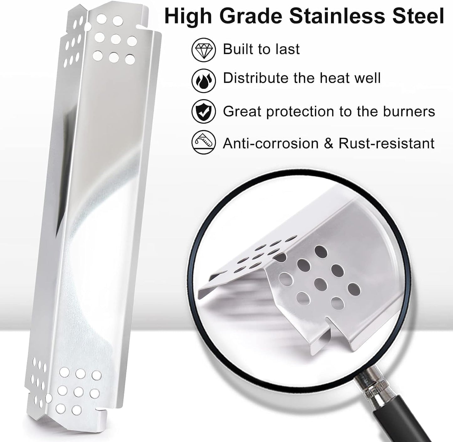 Criditpid Barbecue Replacement Parts for Nexgrill 6 Burner 720-0898 720-0898A, Nexgrill 720-0888 720-0888N, 720-0830H 720-0783E. Stainless Steel BBQ Heat Plates Shield, Burner Tubes & Igniters Kit.