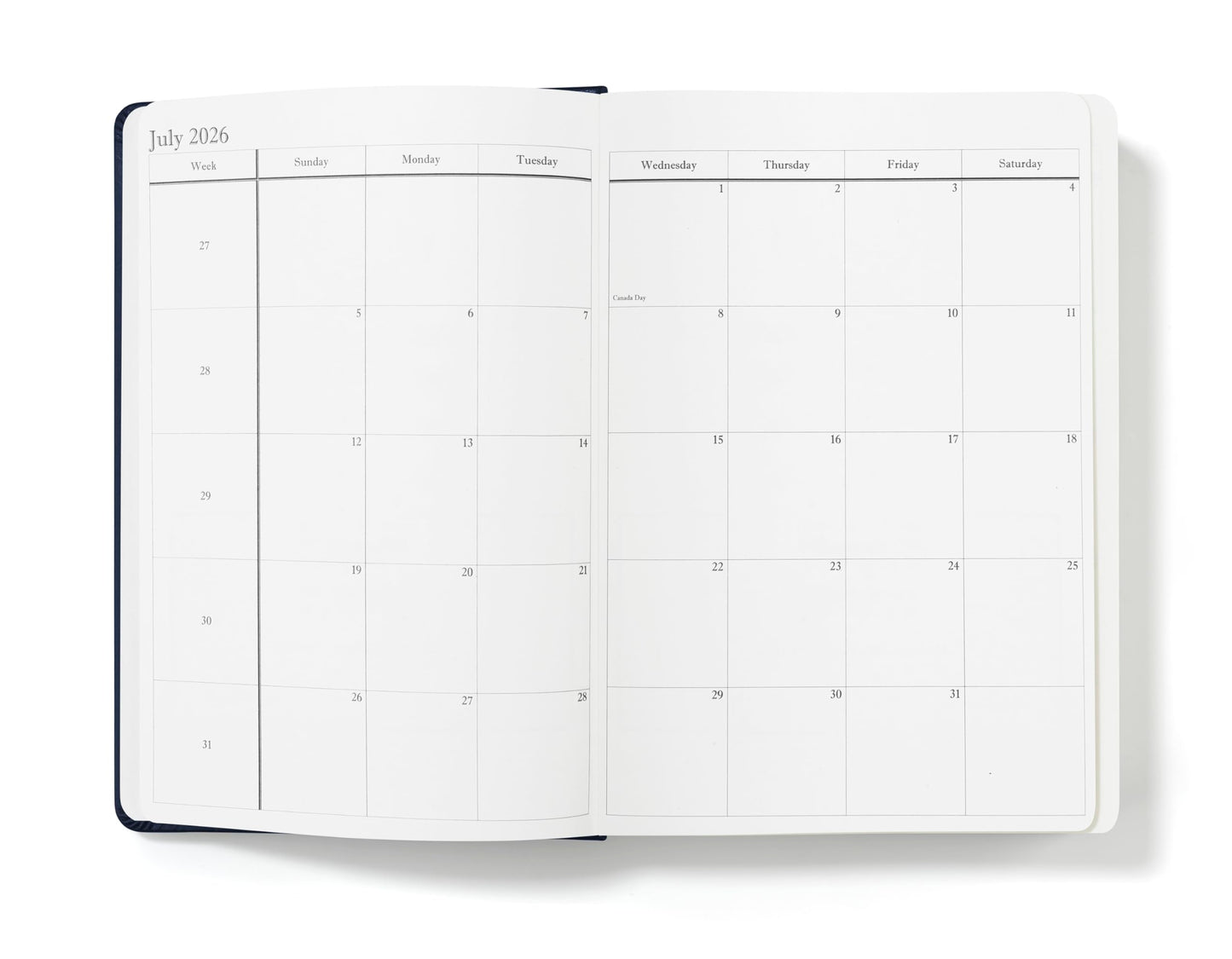 Wykeham's Executive 2026 Daily Journal Planner – Canadian Public Holidays & Format – Customisation Available (Royal Blue, 8.5"×5.5")