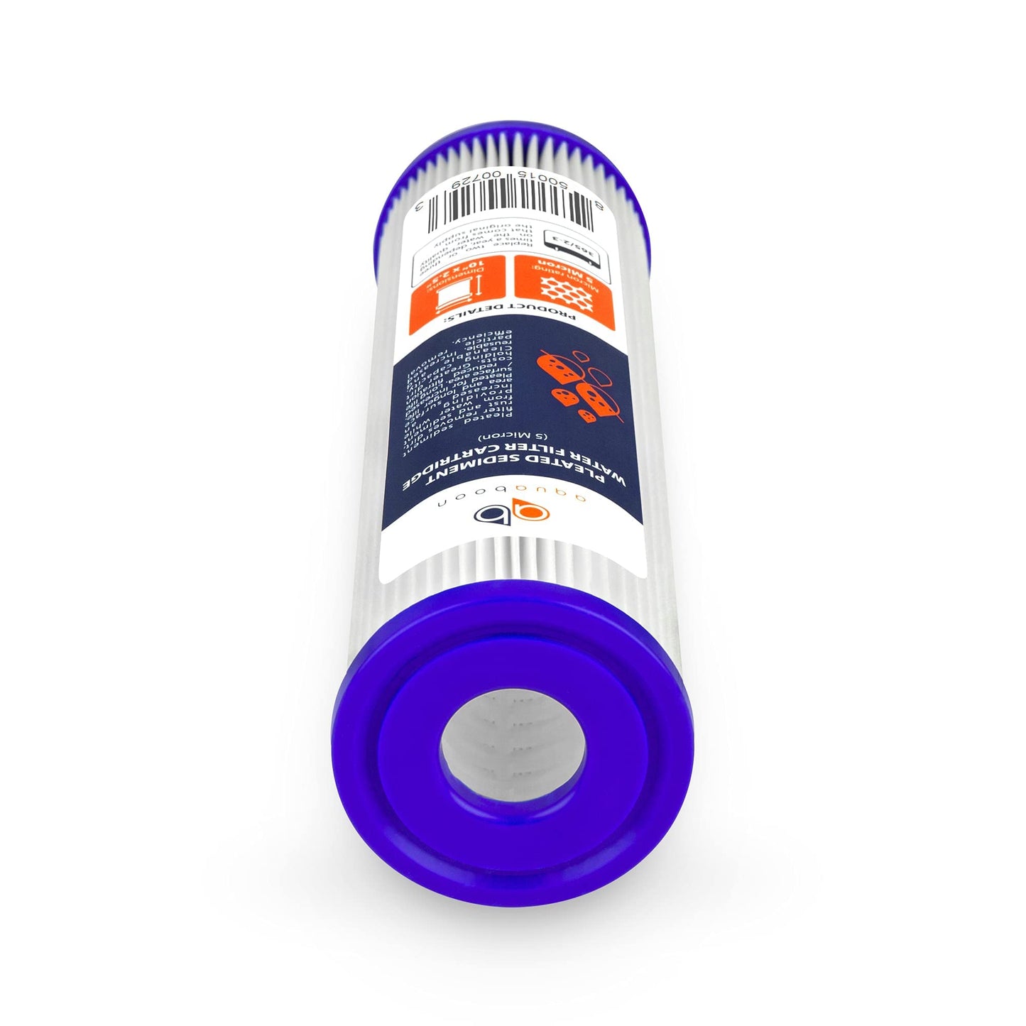 Aquaboon 5 Micron Pleated Water Filter 10 x 2.5 - Whole House Sediment Filter Replacement Cartridge Compatible with WFPFC3002, WHKF-WHPL, 6-Pack