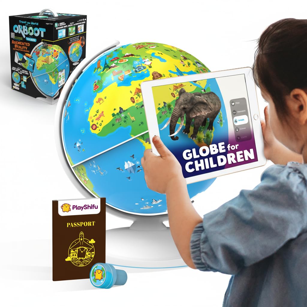 PlayShifu Globe for Children – Orboot Earth: Interactive Kids Globe with 1000+ Facts on Animals, Places & Monuments | Tech-Powered Learning Toy & STEM Gift for Kids Ages 4–10 Black Version 2025 model
