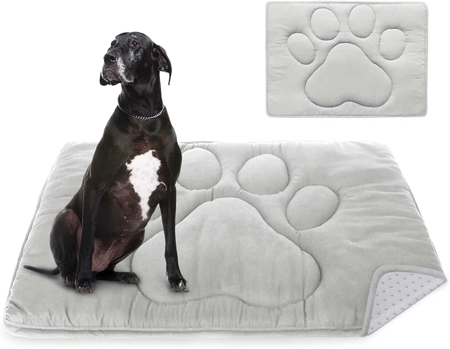 Dog Crate Mat 24/30/36/42/48 Inch, Warm & Soft Dog Bed Mat with Anti-Slip Bottom, Dark Colored to Hide Stains, Dog Kennel Pad for Sleeping, Washable Pet Mattress