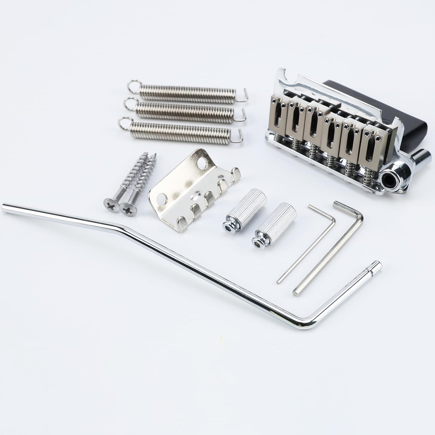 OVSAL 10.8mm Electric Guitar Bridge Chrome 2 Point tremolo bridge Zinc Alloy Saddles Block Stainless Steel Plate Electric Guitar Bridge 6 String Start