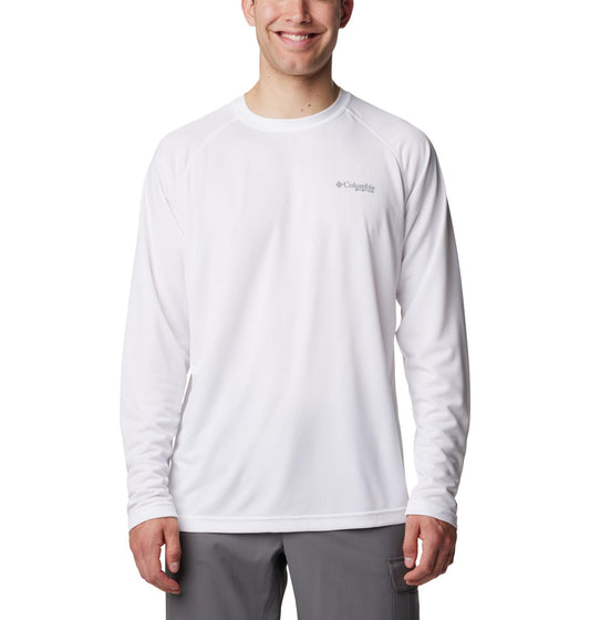 Columbia Men's PFG Solar Stream Long Sleeve, White, Large
