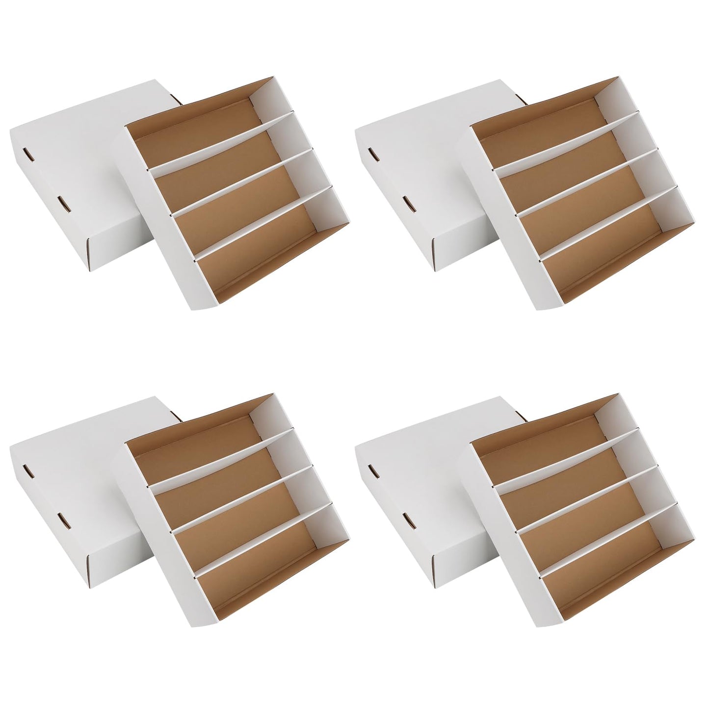 HIMOMO Trading Card Storage Box 3120 Count Collector Cards Box White Sports Card Storage Boxes Card Sorting Tray Cases Cards Collection Trading Cards Box for Soccer Basketball Cards(4 Set)