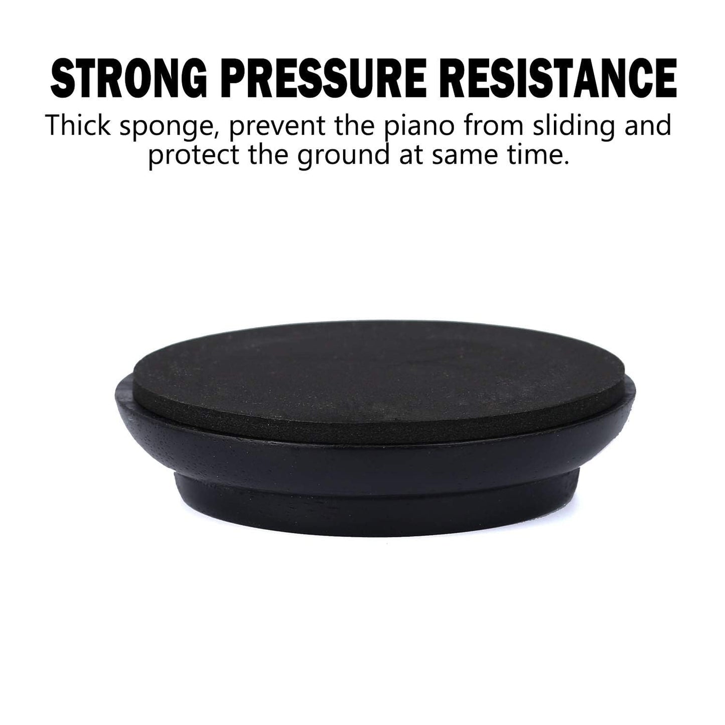 FameFame Solid Wood Piano Caster Piano Leg Floor Protectors, 3-Pack Grand Piano Caster Cups with Non-Slip & Anti-Noise Foam (Black)