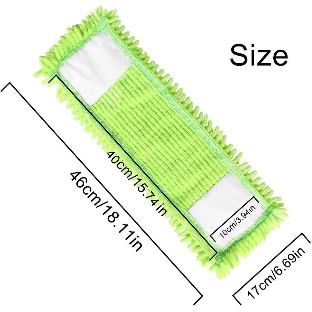 4Pcs Mop Head Replacement Cloth Soft Flat Mop Refill Pads Water Absorption Mop Pads Accessories for Home Floor Cleaning Multi-Surface Floors, 16.5 Inch Washable Cleaning & Dusting Pads Green