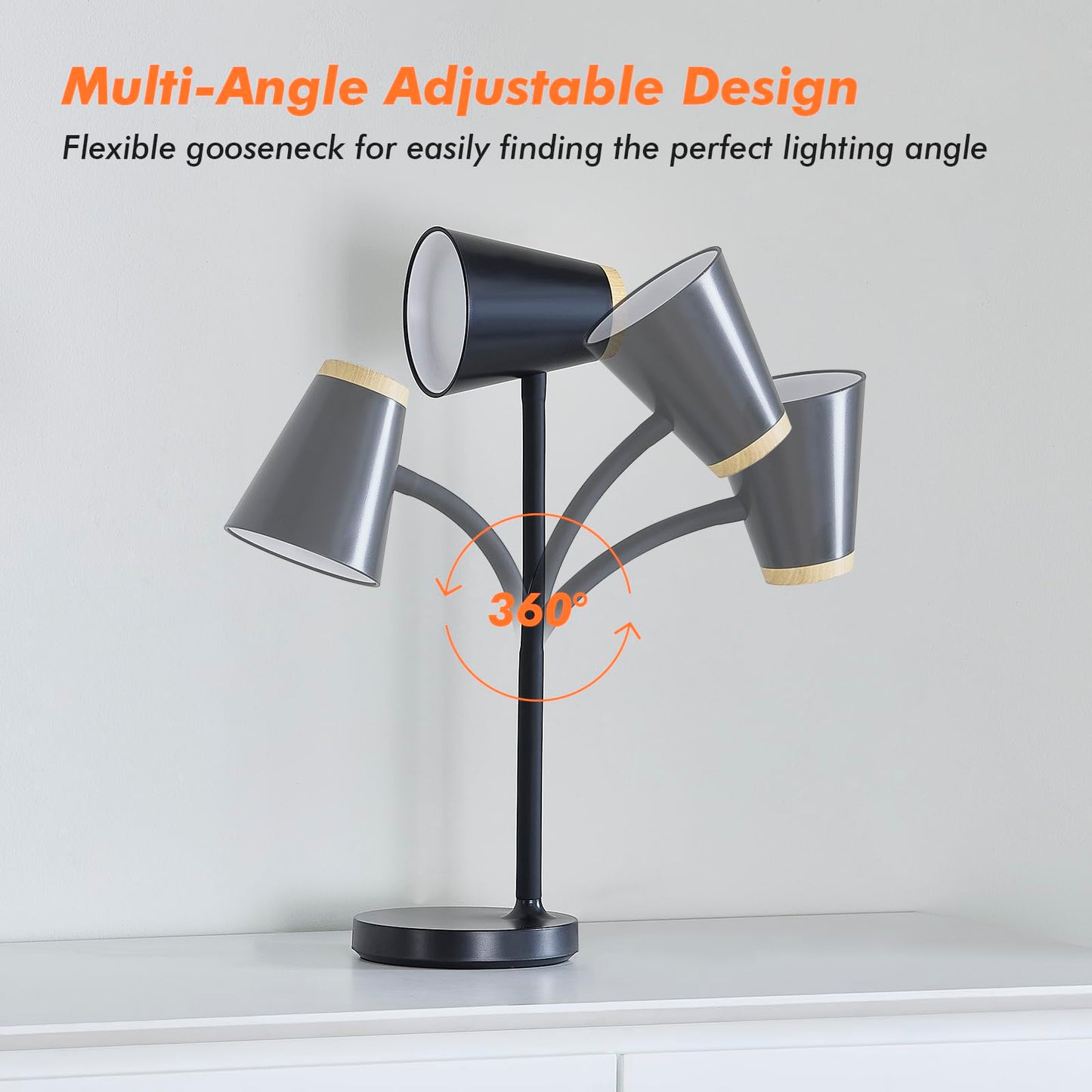 Desk Lamp for College Dorm Room - Small LED Desk Lamp Touch Dimmable Reading Light for Home Office - Adjustable Flexible Gooseneck Table Lamp for Bedside Bedroom Nightstand Black