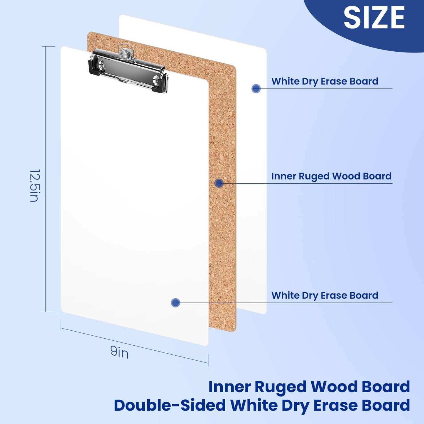 Juvealoe Dry Erase Clipboard with Pen Holder, 8.5 x 11 Double-Sided White Boards for Classroom, Teacher, Students, Kid. Size 9 x 12.5 in, School & Home Supply(Pack of 25)