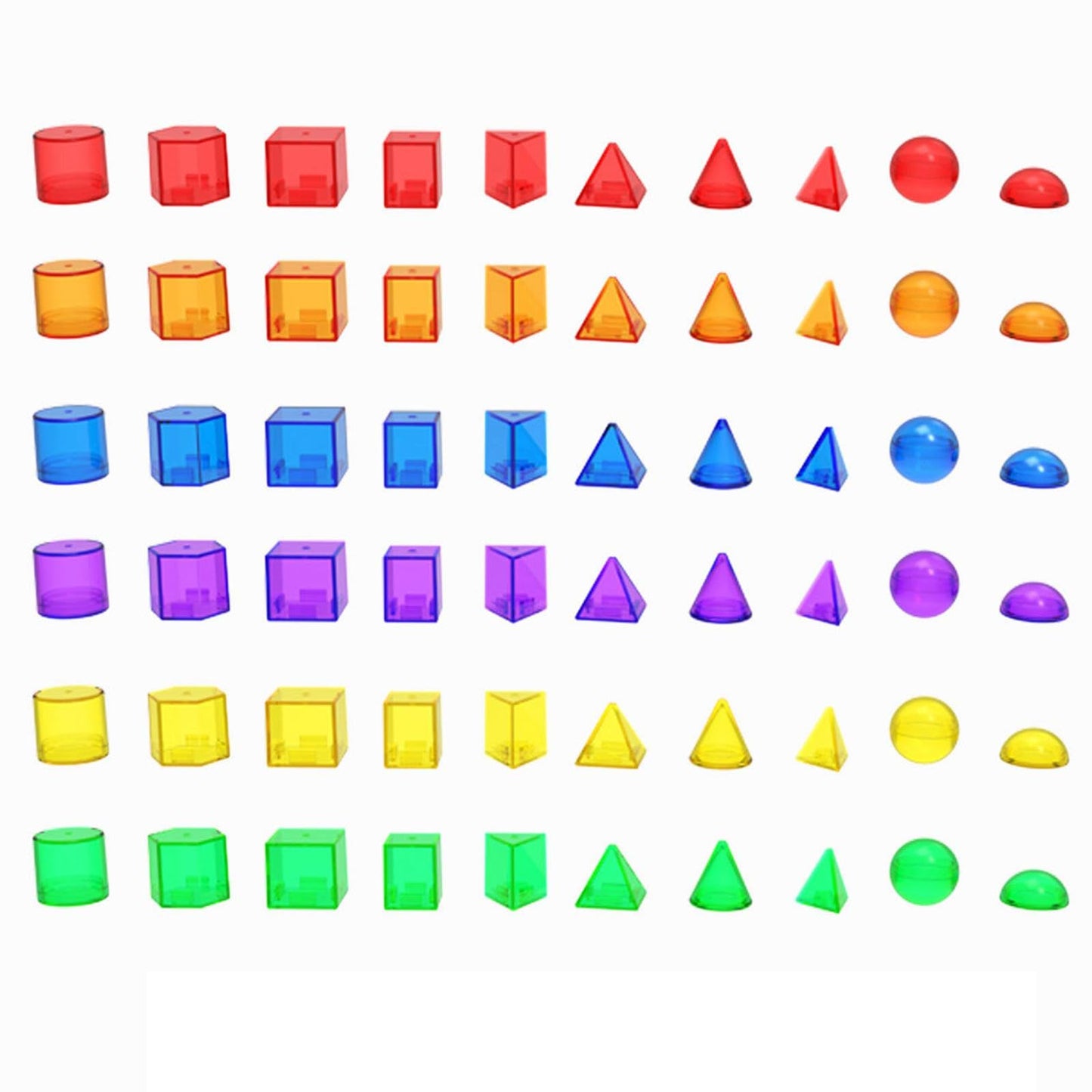 TTETTZ 60Pcs Geometric Solids Shape Blocks 3D Shapes Colorful Educational Toy