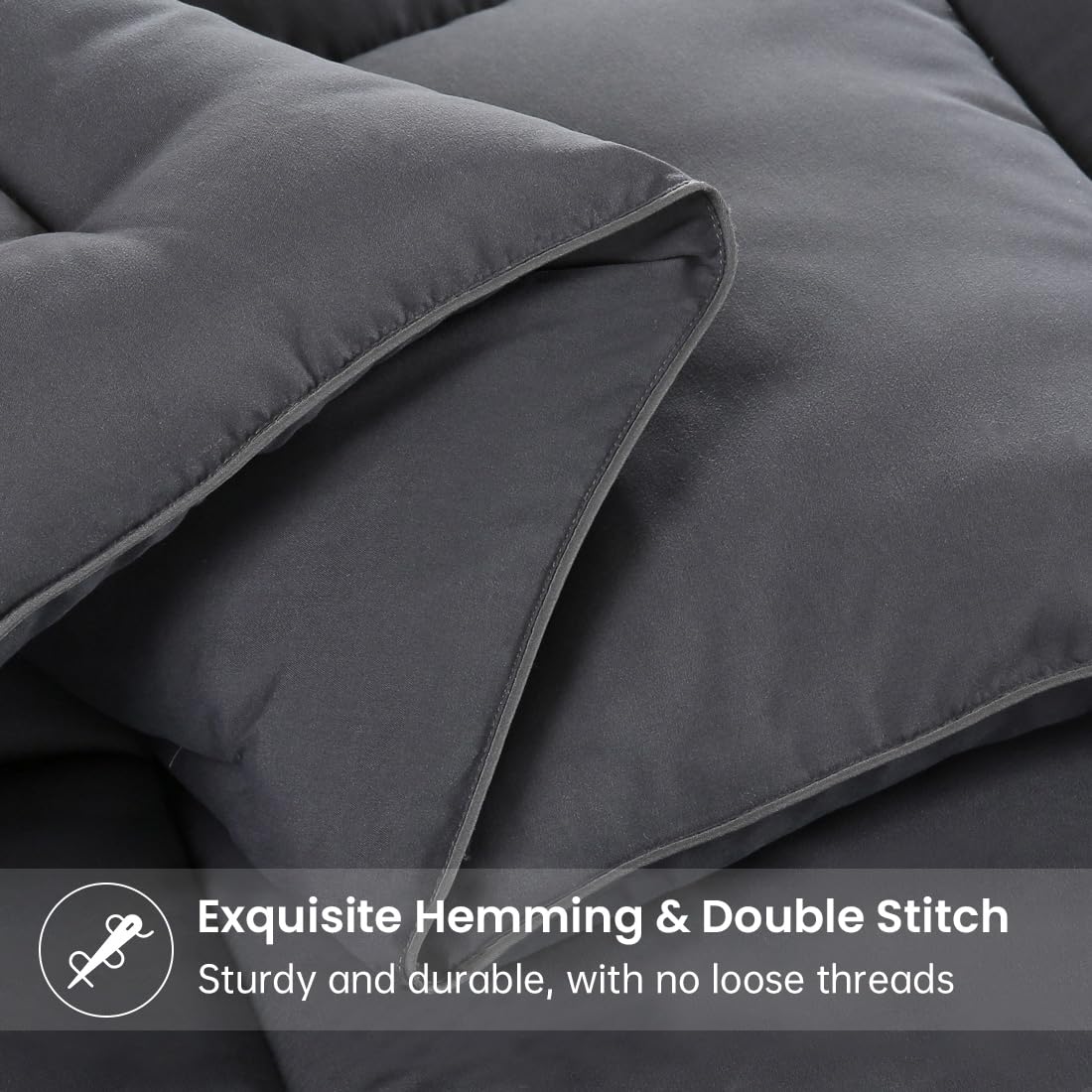 EASELAND Comforter Queen Size - All Season Down Alternative Duvet Insert, Ultra Soft Quilted Comforter with Corner Tabs, Hotel Collection Winter Warm Fluffy Bedding, Dark Grey 88x88 Inches