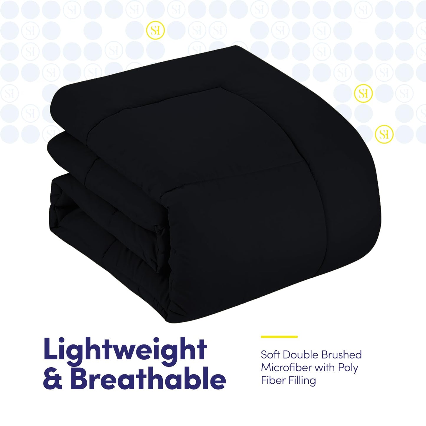 Sweet Home Collection 5 Piece Comforter Set Bag Solid Color All Season Soft Down Alternative Blanket & Luxurious Microfiber Bed Sheets, Black, Twin