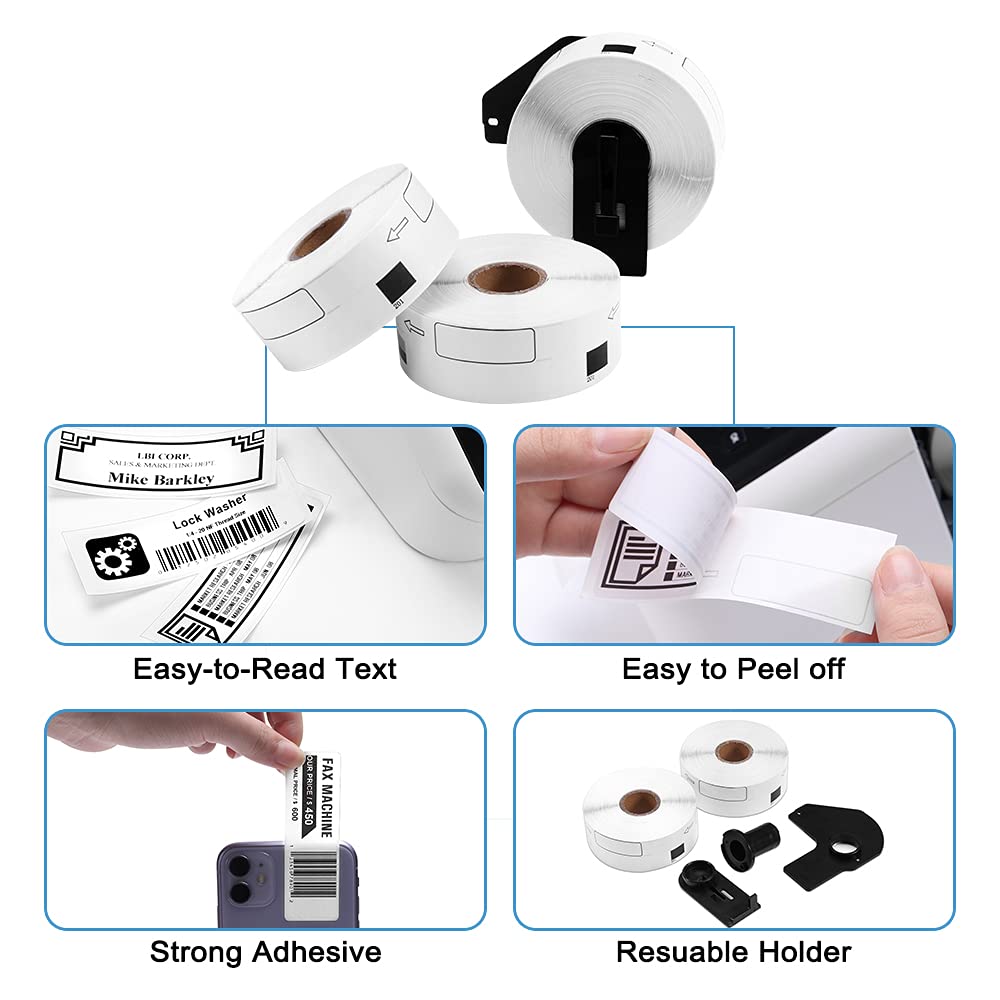 COLORWING Compatible Brother DK-1201 Standard Address Shipping Labels 29mm x 90mm(1.1" x 3.5") Die-Cut Papers for Brother QL-800 QL-710W QL-810W Printer, 6 Rolls+1 Reusable Frame, 400 Labels/Roll