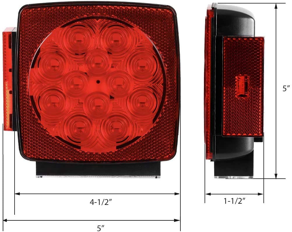 MAXXHAUL 50520 12V LED Compact Submersible Trailer Light Kit for Vehicles Under 80 Inches