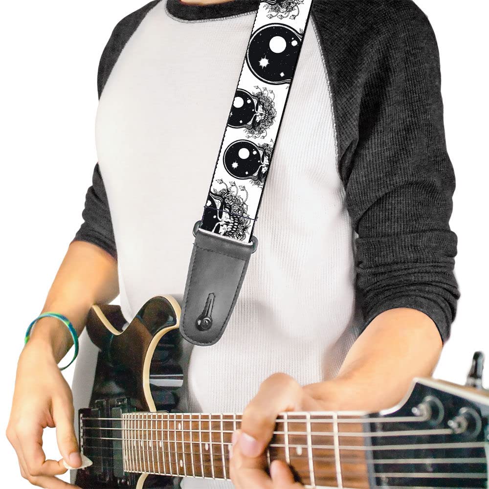 Grateful Dead Guitar Strap, Space Your Face White Black, 2 Inches Wide