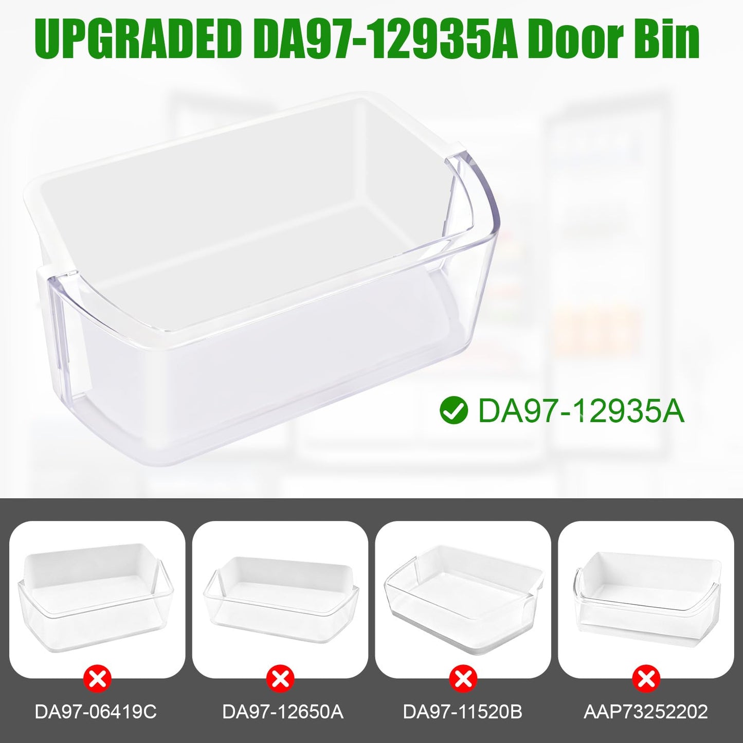 2 Pack DA97-12935A RF220NCTASR Door Bin Compatible with Samsung Refrigerator Door Shelf, Right & Left Fridge Door Shelf Parts RF220NCTAWW, RF220NCTASG, RF221NCTASR, Replaces Ap5651846, PS5575404