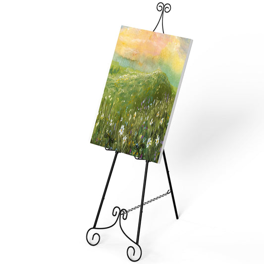 2 PCS Black Easel Stand for Sign, Metal Poster Easel Holder, Adjustable Wedding Sign Stand with Chain Support for Display, Party Painting.