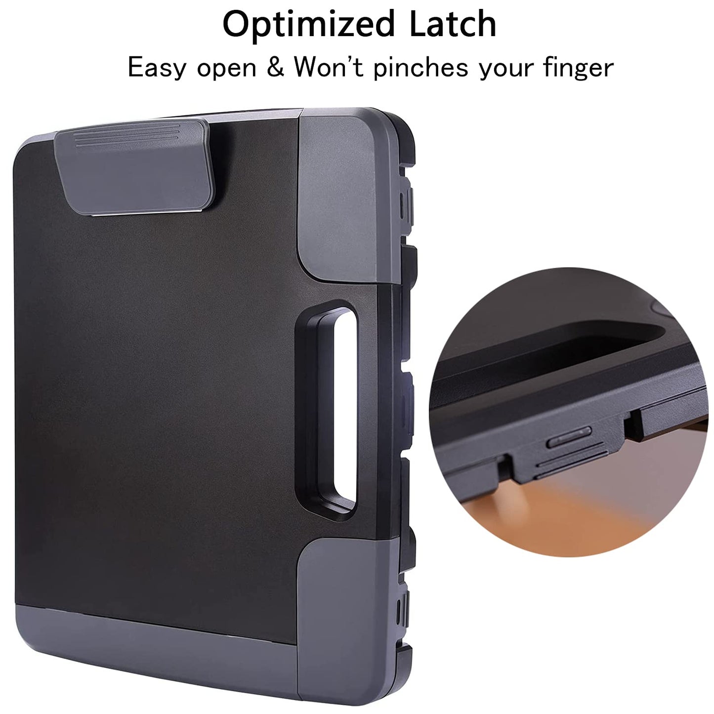 Tradetop Heavy Duty Clipboard With Storage Case, Portable Handle, Side-Opening Box, Letter/Legal Size, 14.5"x12"x1.75", Office Stationery